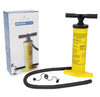 Pompa A Mano A Doppia Azione 51cm Gonfiatore Manuale Giallo Con Tubo 2 Adattatori 016972