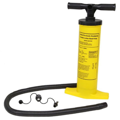 Pompa A Mano A Doppia Azione 51cm Gonfiatore Manuale Giallo Con Tubo 2 Adattatori 016972