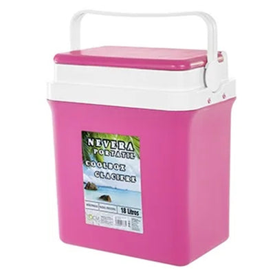Frigo Borsa Termica Rosa Portatile Con Coperchio Piatto Da 18 Lt Con Maniglia 017080
