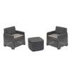 Set Salotto Esterno Con 2 Poltrone Tavolino Contenitore Effetto Rattan Cuscini Giardino