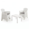Set Salotto Con Tavolino 2 Poltrone Bianco Effetto Rattan Con Cuscini Giardino 591073