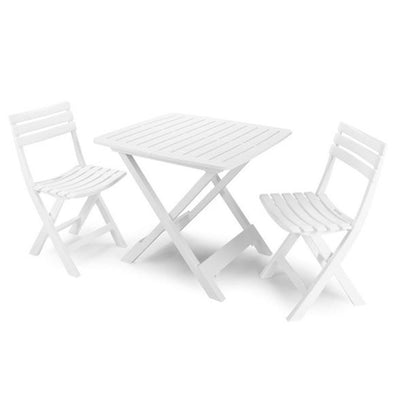 Set Salotto Con 2 Sedie Tavolo Da Giardino Pieghevole Resistente Camping Bianco 006669