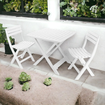 Set Salotto Con 2 Sedie Tavolo Da Giardino Pieghevole Resistente Camping Bianco 006669