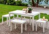 Set Salotto Samoa Da 5pz Con Tavolo Rettangolare 4 Panche 4 Posti Bianco Arredo 090644