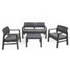 Set Salotto Giardino Esterno Con Divano 2 Poltrone Tavolino Effetto Rattan Con Cuscini
