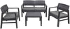 Set Salotto Giardino Esterno Con Divano 2 Poltrone Tavolino Effetto Rattan Con Cuscini