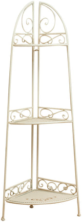 Biscottini Etagere ad angolo multifunzione richiudibile in ferro battuto finitura bianca anticata L40xPR28xH110 cm