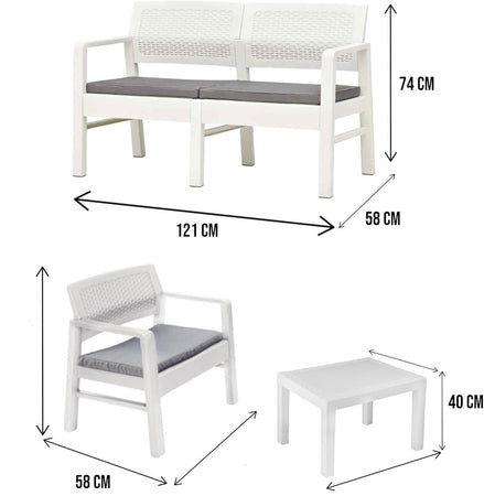 Set Salotto Giardino Esterno Con Divano 2 Poltrone Tavolino Effetto Rattan Con Cuscini
