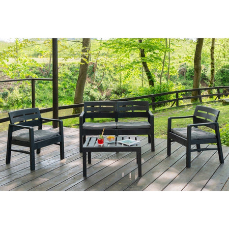 Set Salotto Da Esterno Arredo Giardino Java Con Tavolino 2 Poltrone Divano Con Cuscini