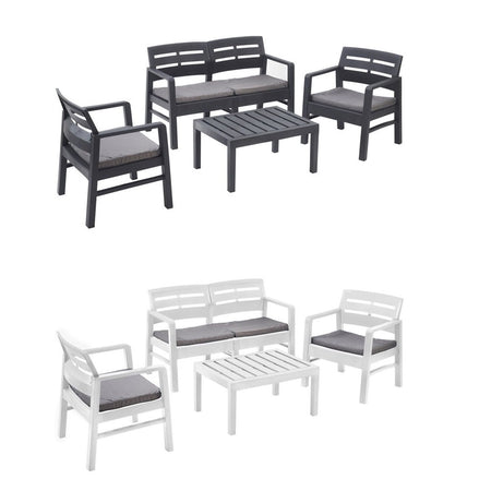 Set Salotto Da Esterno Arredo Giardino Java Con Tavolino 2 Poltrone Divano Con Cuscini