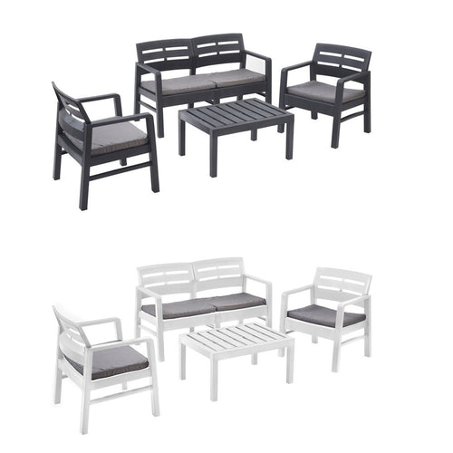 Set Salotto Da Esterno Arredo Giardino Java Con Tavolino 2 Poltrone Divano Con Cuscini