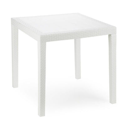 Tavolo Tavolino Quadrato Effetto Finto Rattan Vimini Bianco 79x79x72cm Bar Casa 052000
