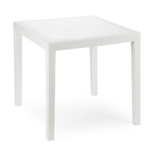 Tavolo Tavolino Quadrato Effetto Finto Rattan Vimini Bianco 79x79x72cm Bar Casa 052000