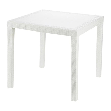 Tavolo Tavolino Quadrato Effetto Finto Rattan Vimini Bianco 79x79x72cm Bar Casa 052000