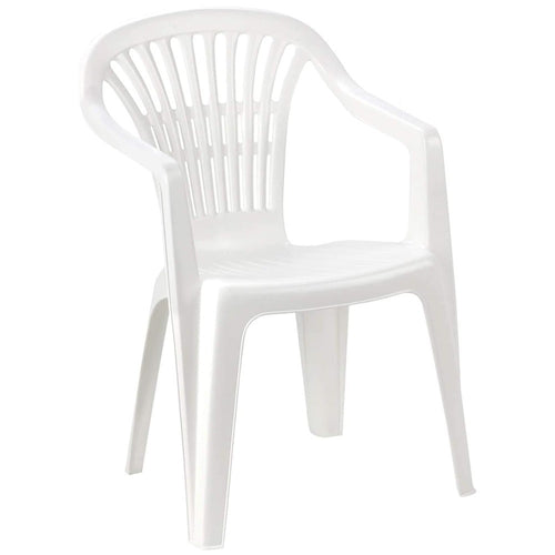Set 6 Pz Sedia Bianca Poltrona Plastica Impilabile Con Braccioli 54x53x80 Cm 862456