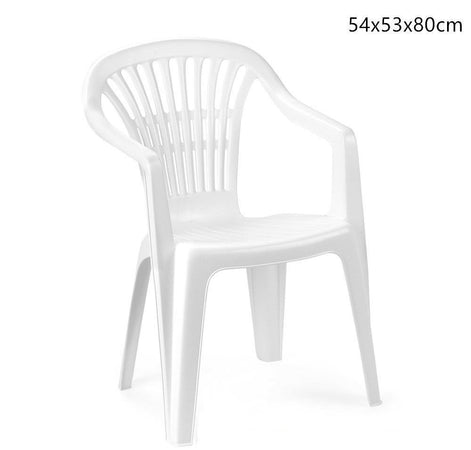 Set 6 Pz Sedia Bianca Poltrona Plastica Impilabile Con Braccioli 54x53x80 Cm 862456