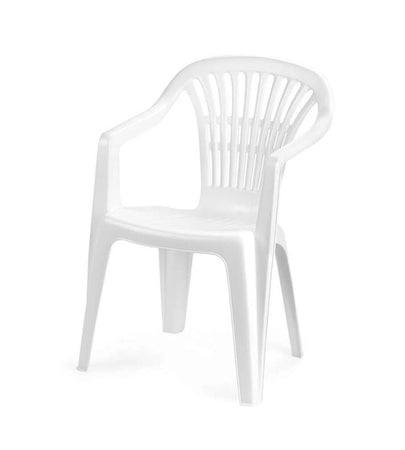 Set 6 Pz Sedia Bianca Poltrona Plastica Impilabile Con Braccioli 54x53x80 Cm 862456