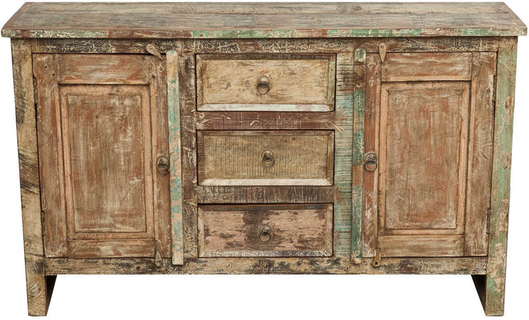 Biscottini Credenza Biscottini legno massello recupero anticata 138x36x84 ante e 3 cassetti