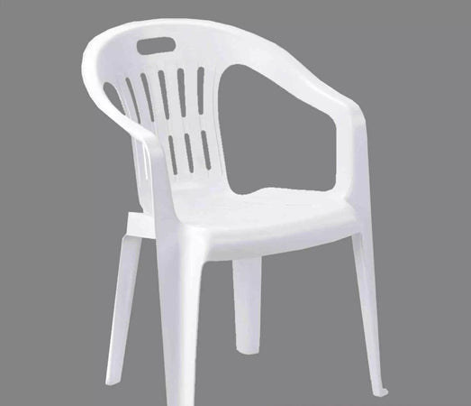 Set 4pz Sedia Da Giardino Bianca Poltrona In Plastica Monoblocco Con Braccioli 862401