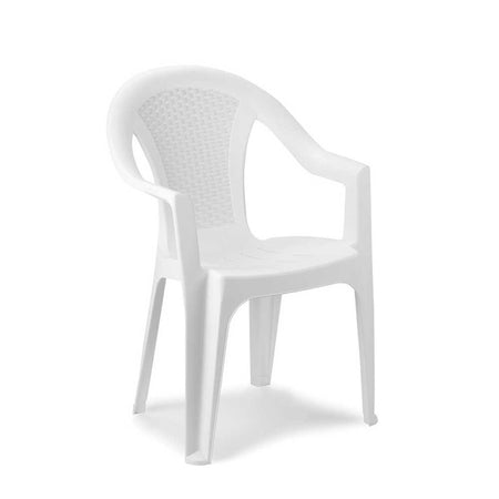 Set 4pz Sedia Da Giardino Con Schienale Effetto Rattan 54x56x81cm Plastica Bianca 869516