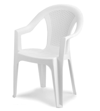Set 4pz Sedia Da Giardino Con Schienale Effetto Rattan 54x56x81cm Plastica Bianca 869516
