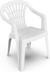 Set 6pz Sedia Poltrona Giardino Esterno Monoblocco Impilabile In Plastica Bianca 006508