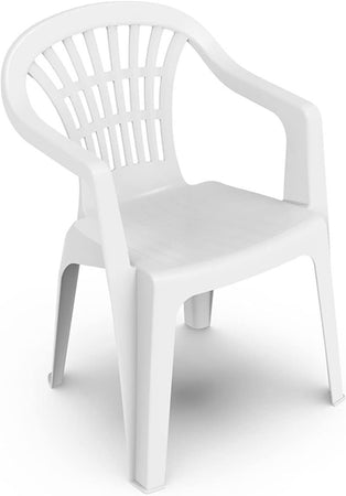 Set 6pz Sedia Poltrona Giardino Esterno Monoblocco Impilabile In Plastica Bianca 006508