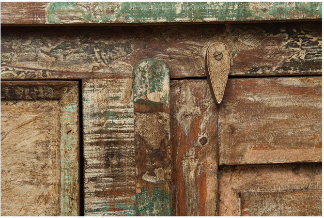 Biscottini Credenza Biscottini legno massello recupero anticata 138x36x84 ante e 3 cassetti