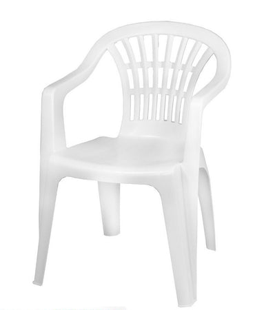 Set 6pz Sedia Poltrona Giardino Esterno Monoblocco Impilabile In Plastica Bianca 006508