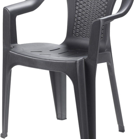 Set 4pz Sedia Giardino Con Schienale Effetto Rattan 54x56x81cm Plastica Antracite 669512a