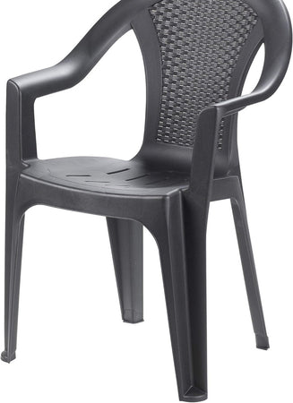 Set 4pz Sedia Giardino Con Schienale Effetto Rattan 54x56x81cm Plastica Antracite 669512a