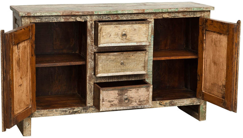 Biscottini Credenza in legno massiccio riciclato finitura anticata L138XPR36xH84 cm Solida