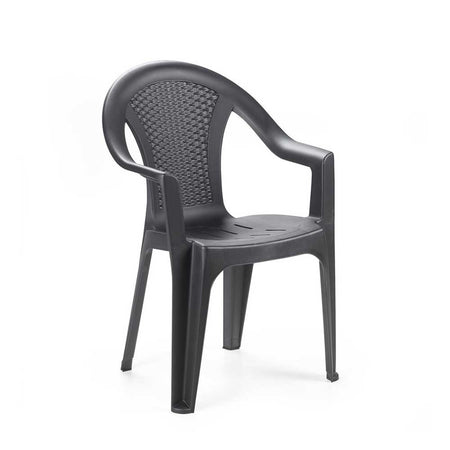 Set 4pz Sedia Giardino Con Schienale Effetto Rattan 54x56x81cm Plastica Antracite 669512a