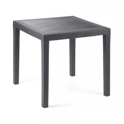 Tavolo Tavolino Quadrato Effetto Finto Rattan Vimini Antracite 79x79x72cm Bar Casa 052024