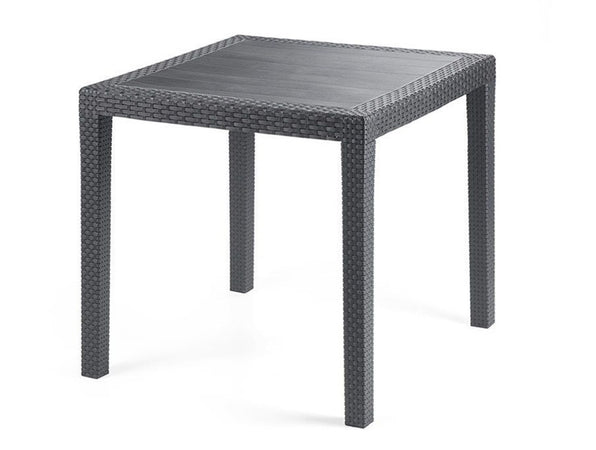 Tavolo Tavolino Quadrato Effetto Finto Rattan Vimini Antracite 79x79x72cm Bar Casa 052024