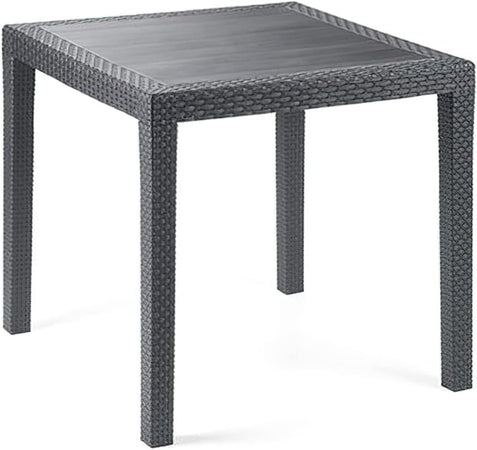 Tavolo Tavolino Quadrato Effetto Finto Rattan Vimini Antracite 79x79x72cm Bar Casa 052024