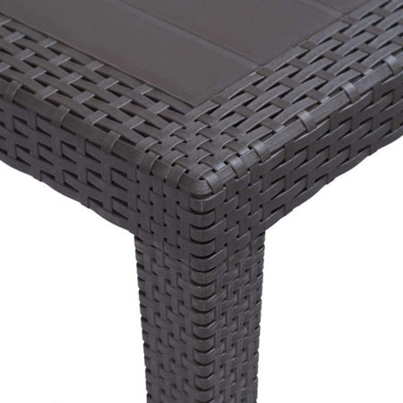 Tavolo Tavolino Quadrato Effetto Finto Rattan Vimini Antracite 79x79x72cm Bar Casa 052024