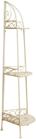 Biscottini Etagere ad angolo multifunzione richiudibile in ferro battuto finitura bianca anticata L40xPR28xH110 cm