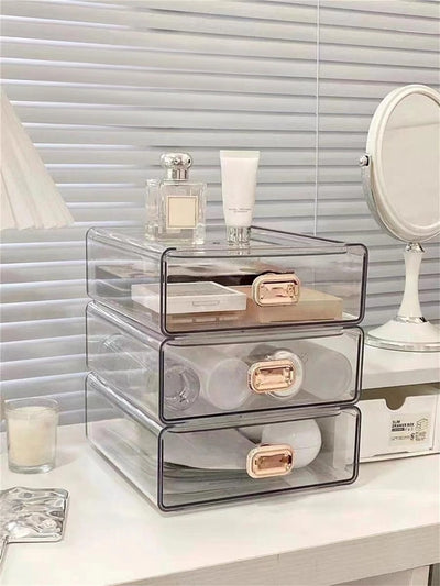 Organizer Porta Trucchi Da Scrivania In Acrilico Trasparente Con Cassetti Impilabile