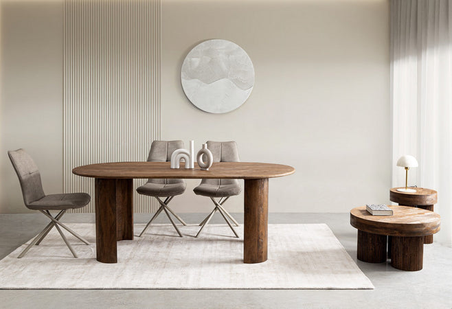 Tavolino "Dacca" struttura in legno di mango per interni