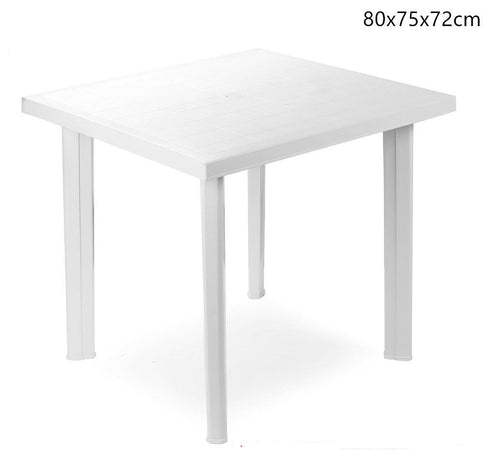 Tavolo In Plastica Da Giardino Tavola Quadrata Bianco 80x75xh72cm Resistente 908604