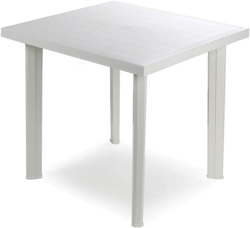 Tavolo In Plastica Da Giardino Tavola Quadrata Bianco 80x75xh72cm Resistente 908604