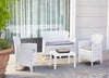 Set Salotto Giardino Con Divano 2 Poltrone Tavolino Cuscini Effetto Rattan Bianco 156036
