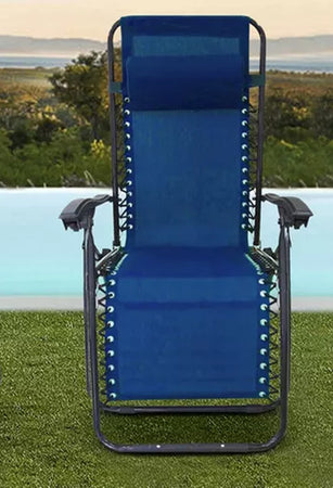 Sdraio Sedia In Textilene Blu Pieghevole Multiposizione Reclinabile Giardino 221005