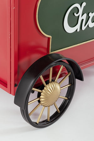 Vagone treno decorativo in metallo con ruote decorazione natalizia