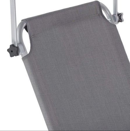 Lettino In Textilene Con Parasole Grigio Mare Giardino Schienale Regolabile 281013