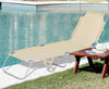 Lettino Con Parasole In Textilene Tortora Mare Giardino Schienale Regolabile 281055