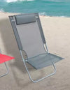 Spiaggina Con Cuscino Testiera Grigio Textilene 57x47x95cm Pieghevole Portatile 281033