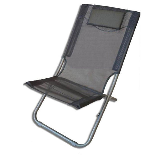 Spiaggina Con Cuscino Testiera Grigio Textilene 57x47x95cm Pieghevole Portatile 281033