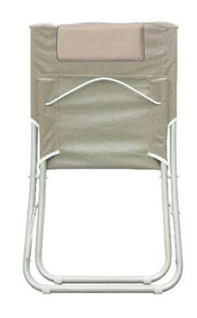 Spiaggina Con Cuscino Testiera Crema Textilene 57x47x95cm Pieghevole Portatile 281034